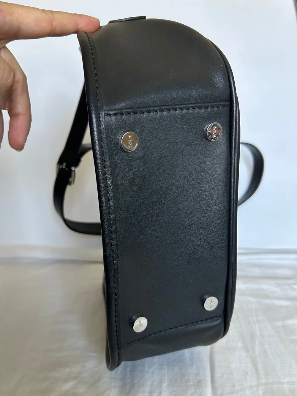 TOUS Black Embossed Leather Crossbody Bag